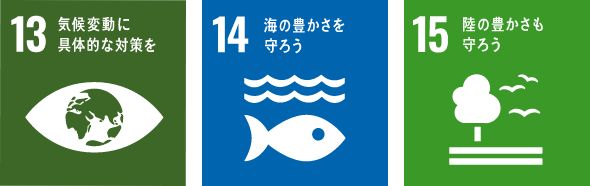 13気候変動に具体的な対策を 14海の豊かさを守ろう 15陸の豊かさも守ろう
